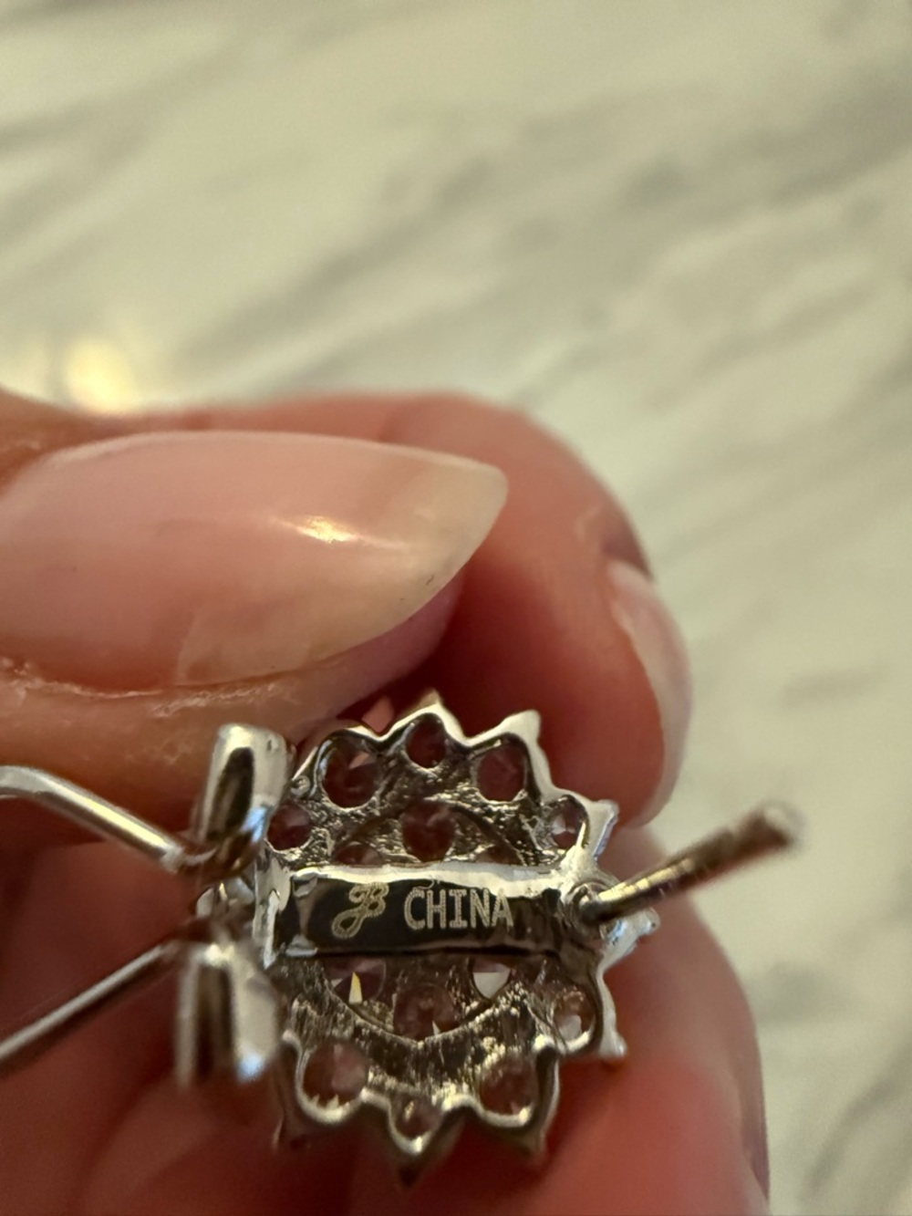 Silver Clustered Crystal Flower Stud Earrings - Picture 8 of 8